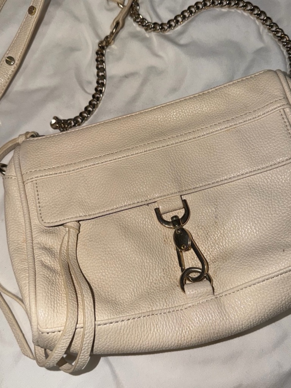 Cream Leather Crossbody Bag
